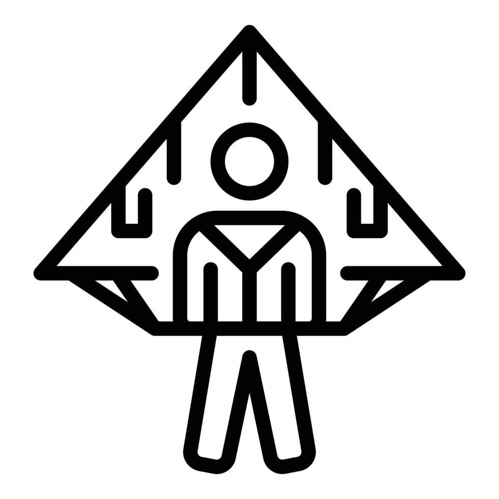 Man glider icon, outline style vector