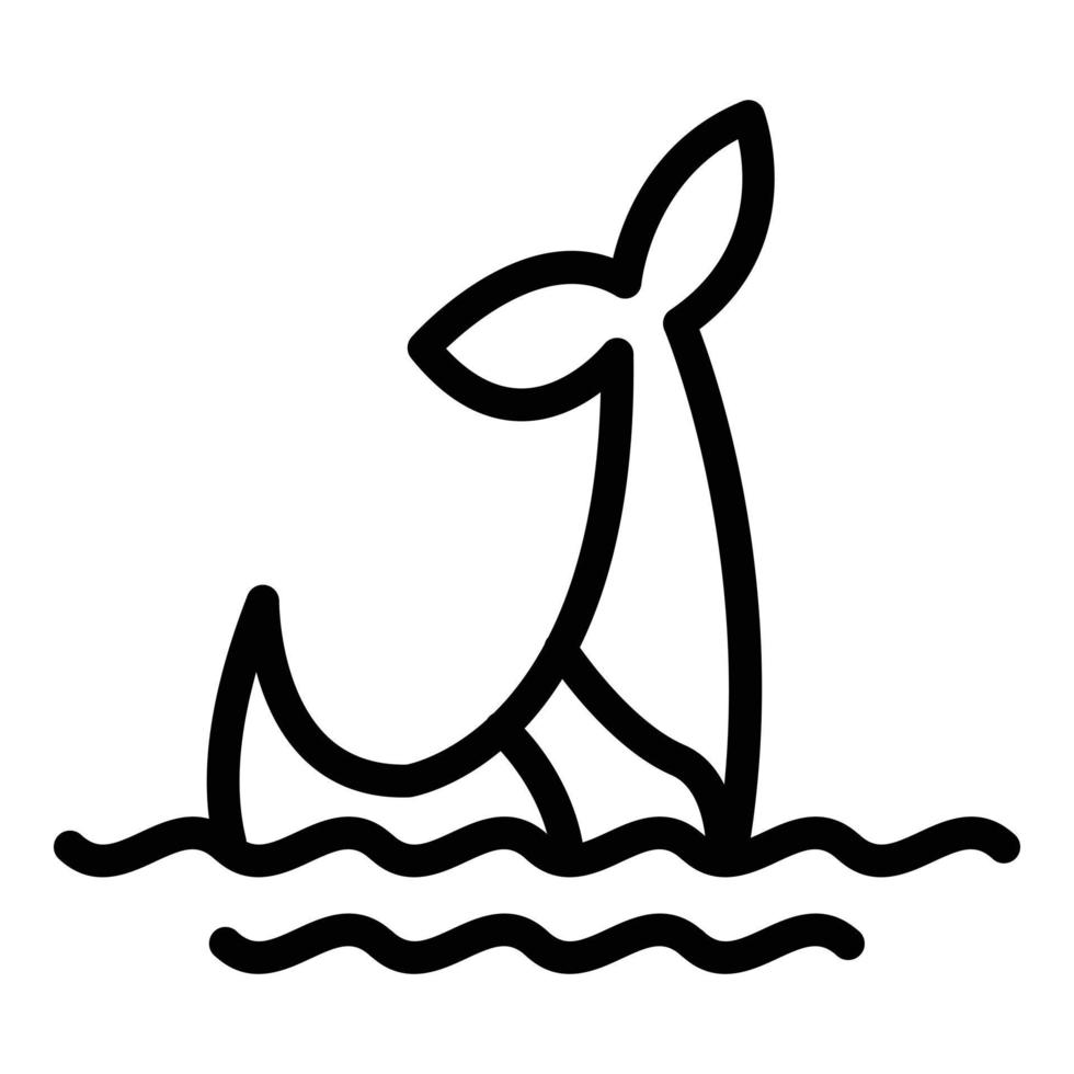 icono de ballena oceánica, estilo de esquema vector