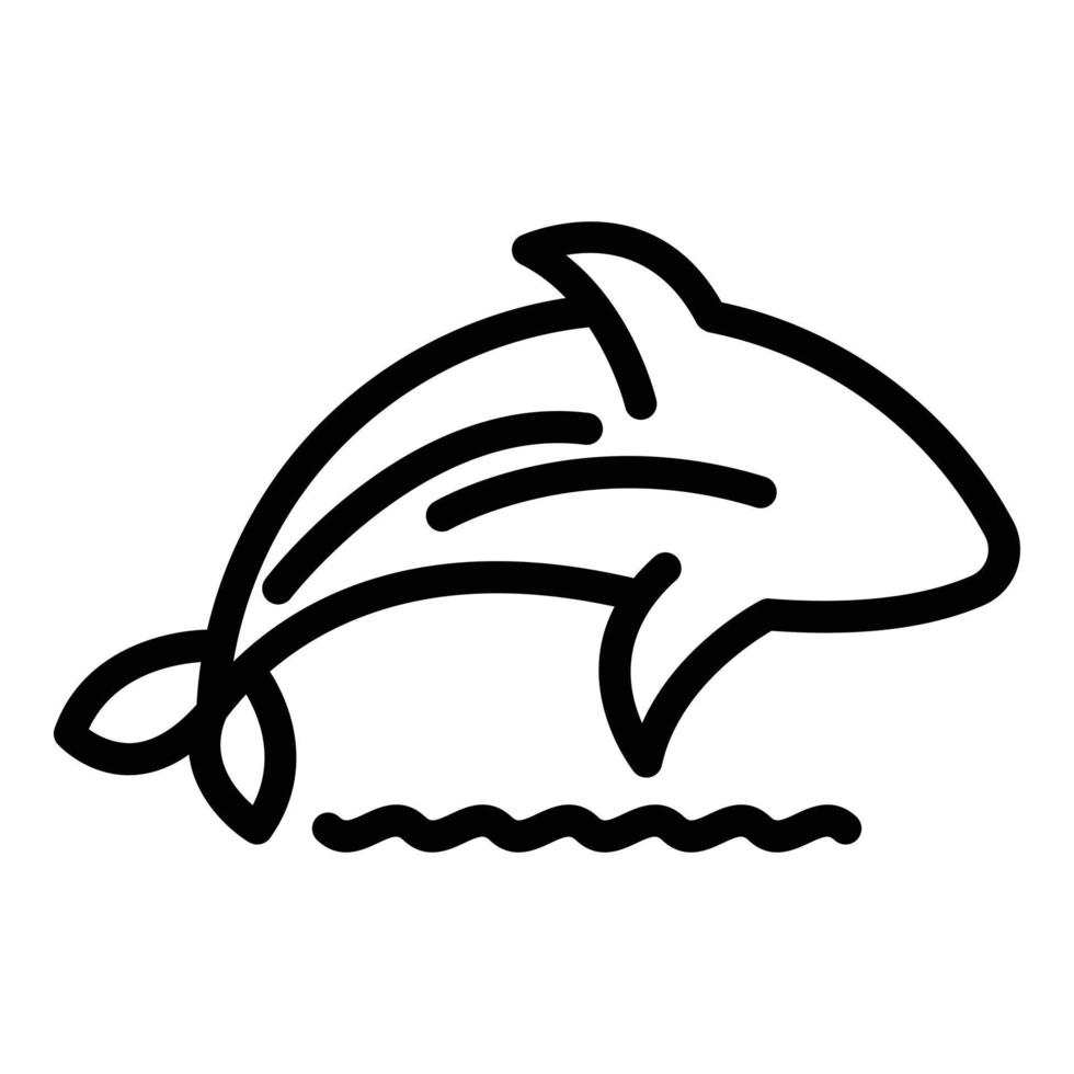 Jumping orca icon, outline style vector