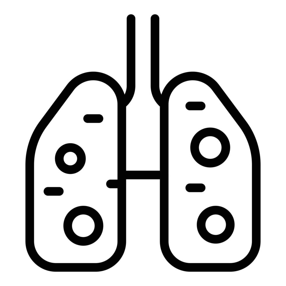 icono humano de pulmones, estilo de esquema vector