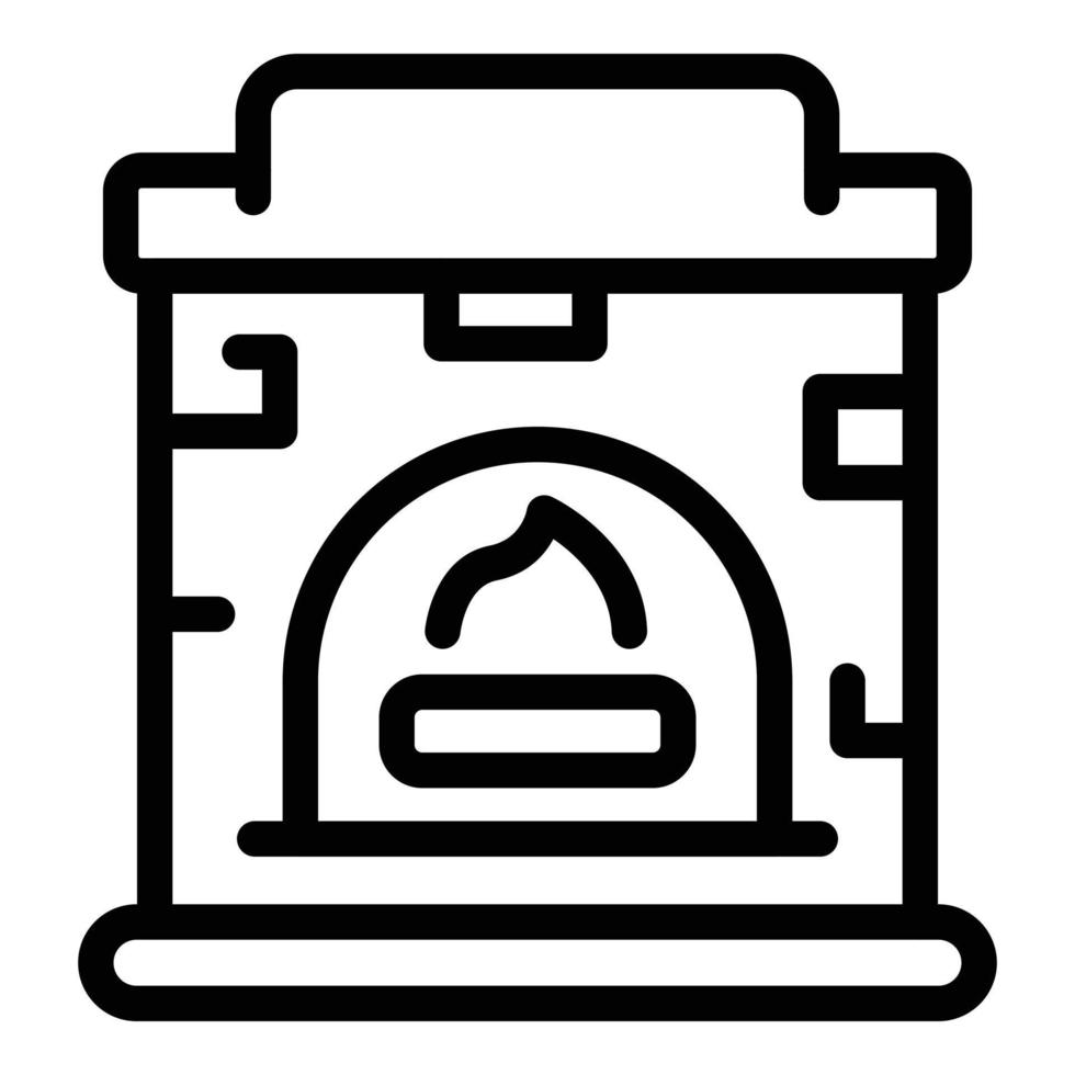 Home fireplace icon, outline style vector