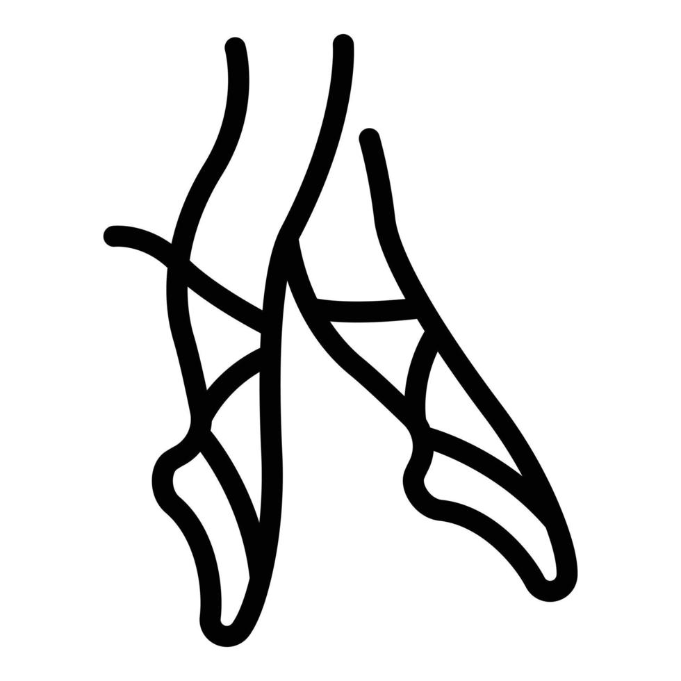 icono de zapatos de bailarina de ballet, estilo de esquema vector