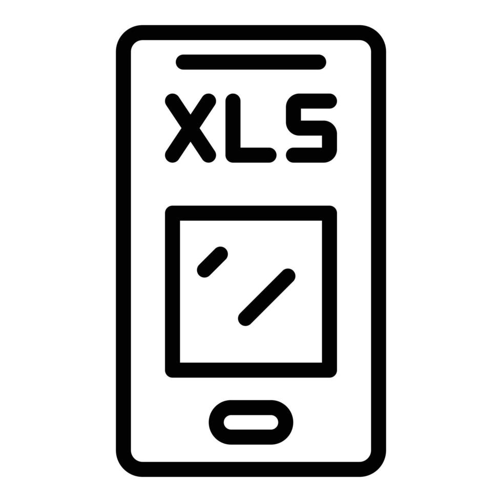 Phone xls icon, outline style vector