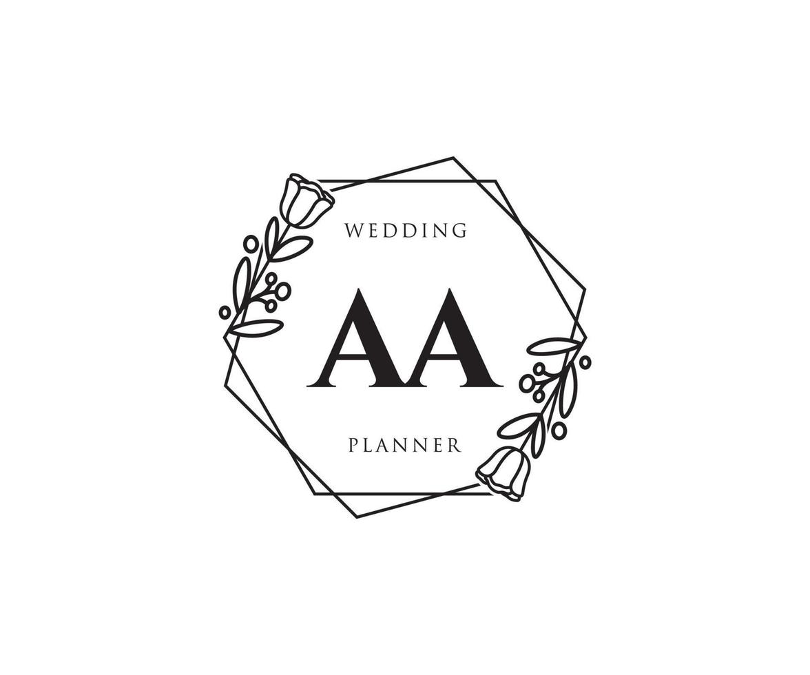 Initial AA feminine logo. Usable for Nature, Salon, Spa, Cosmetic and Beauty Logos. Flat Vector Logo Design Template Element.