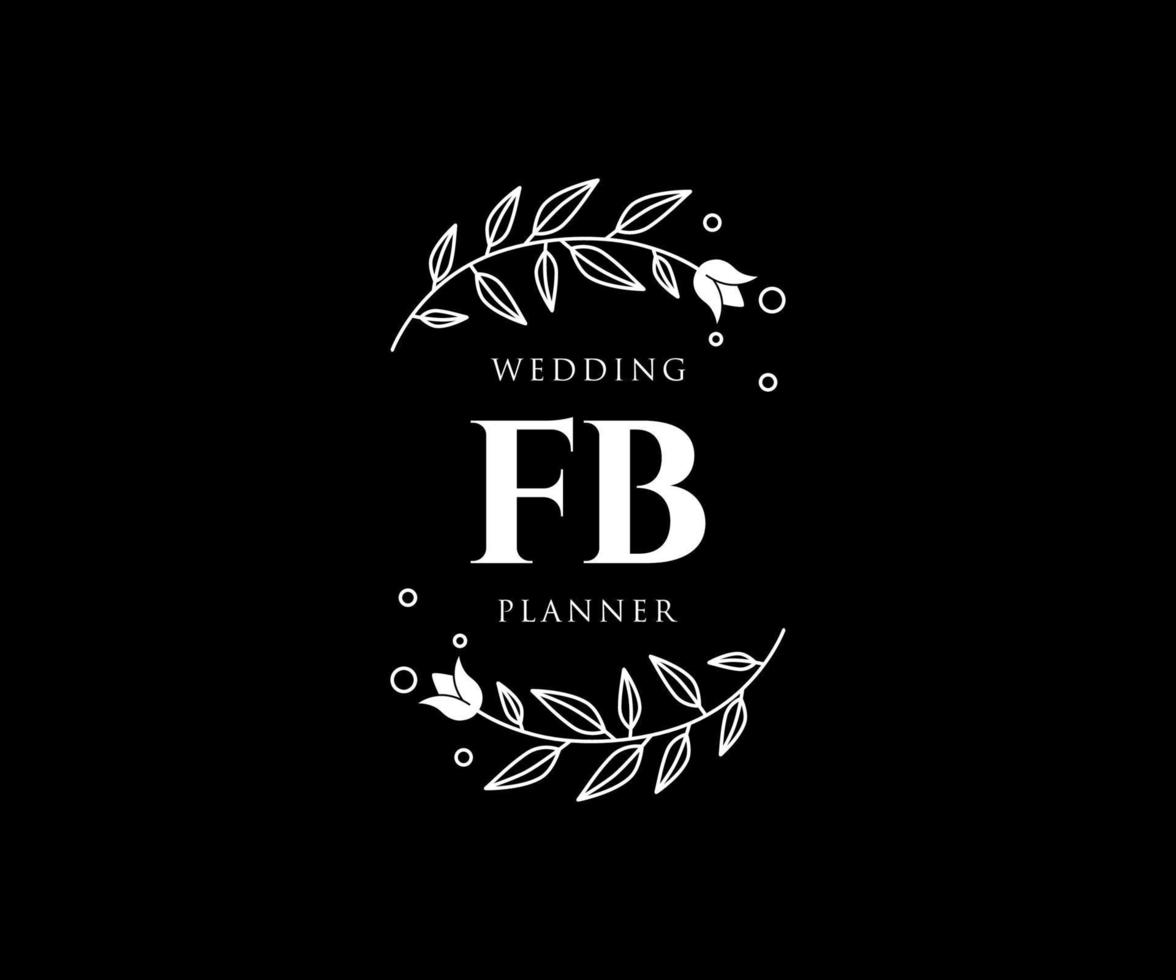 FB Initials letter Wedding monogram logos collection, hand drawn modern minimalistic and floral templates for Invitation cards, Save the Date, elegant identity for restaurant, boutique, cafe in vector
