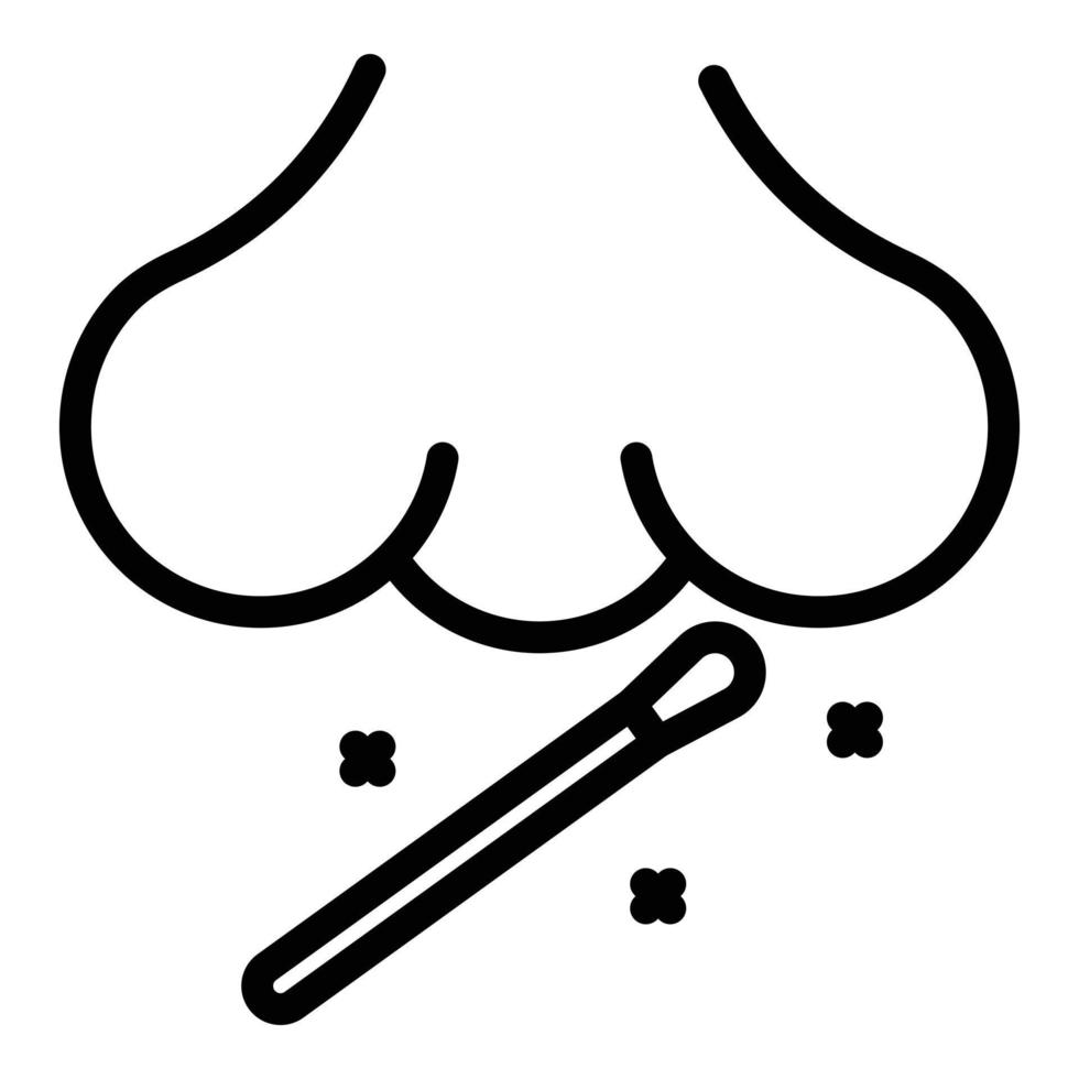 Nose covid test stick icon, outline style vector