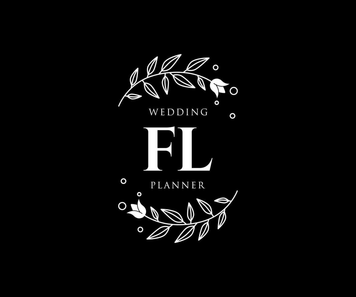 FL Initials letter Wedding monogram logos collection, hand drawn modern minimalistic and floral templates for Invitation cards, Save the Date, elegant identity for restaurant, boutique, cafe in vector