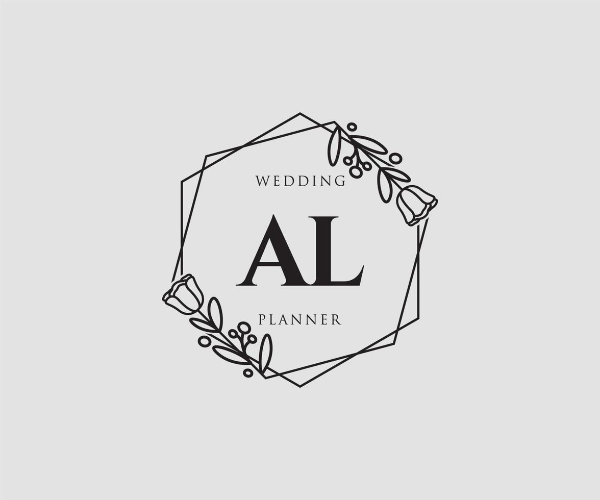 Initial AL feminine logo. Usable for Nature, Salon, Spa, Cosmetic and Beauty Logos. Flat Vector Logo Design Template Element.