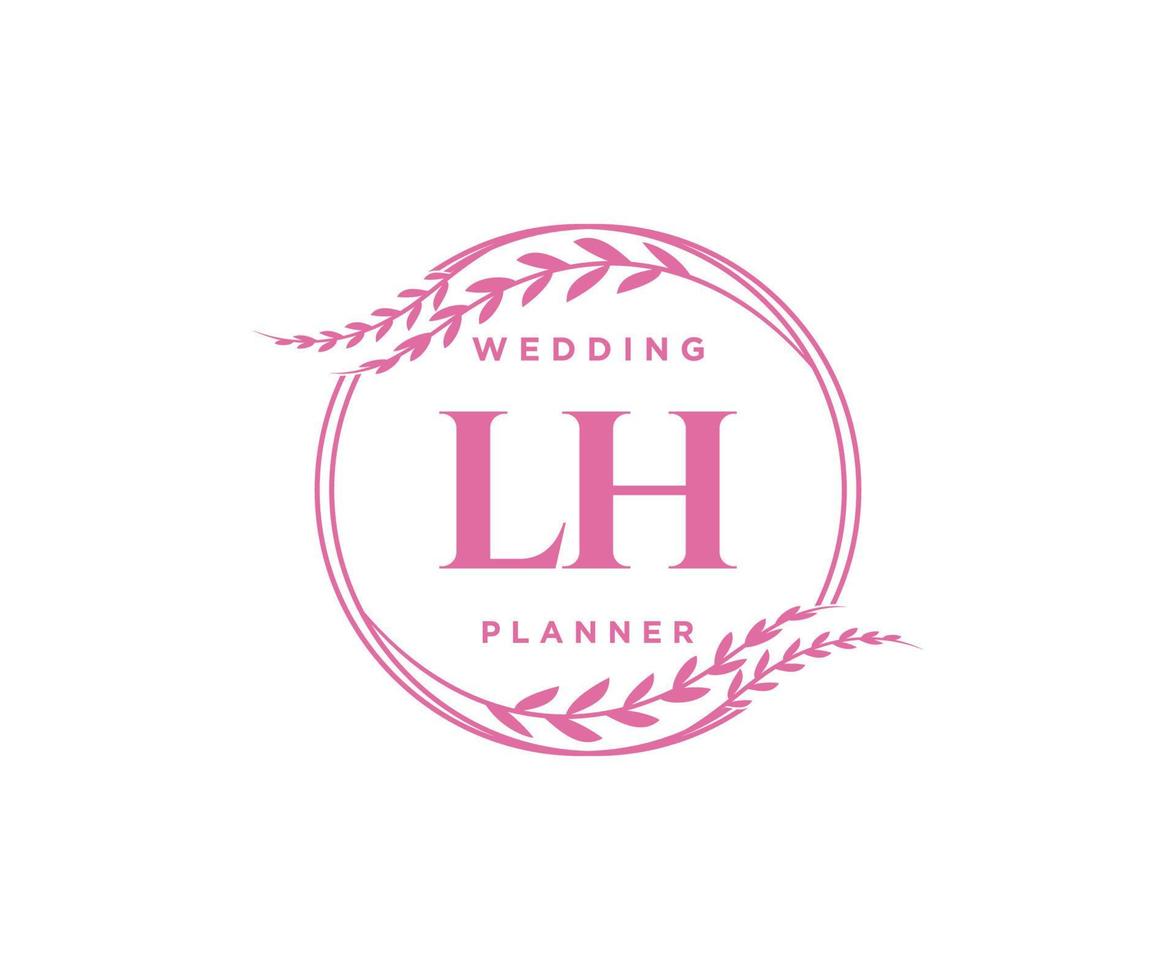 colección de logotipos de monograma de boda con letras iniciales lh, plantillas florales y minimalistas modernas dibujadas a mano para tarjetas de invitación, guardar la fecha, identidad elegante para restaurante, boutique, café en vector