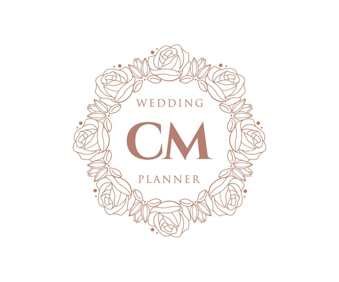 CM Initials letter Wedding monogram logos collection, hand drawn modern minimalistic and floral templates for Invitation cards, Save the Date, elegant identity for restaurant, boutique, cafe in vector