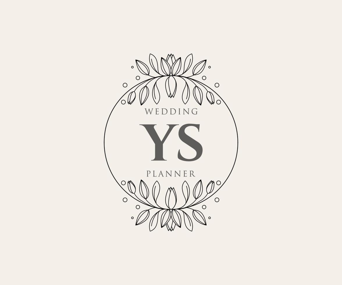 YS Initials letter Wedding monogram logos collection, hand drawn modern minimalistic and floral templates for Invitation cards, Save the Date, elegant identity for restaurant, boutique, cafe in vector