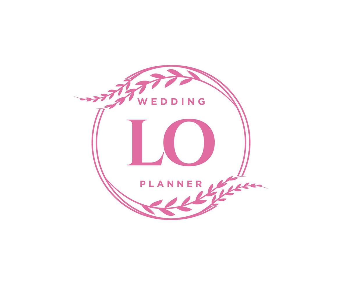 LO Initials letter Wedding monogram logos collection, hand drawn modern minimalistic and floral templates for Invitation cards, Save the Date, elegant identity for restaurant, boutique, cafe in vector