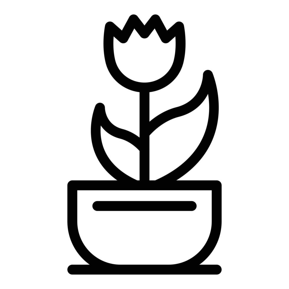Tulip pot icon, outline style vector