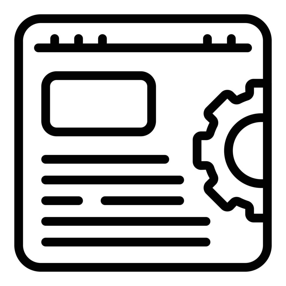 Web page gear icon, outline style vector