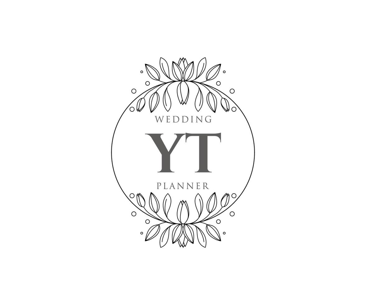colección de logotipos de monograma de boda con letras iniciales, plantillas florales y minimalistas modernas dibujadas a mano para tarjetas de invitación, guardar la fecha, identidad elegante para restaurante, boutique, café en vector