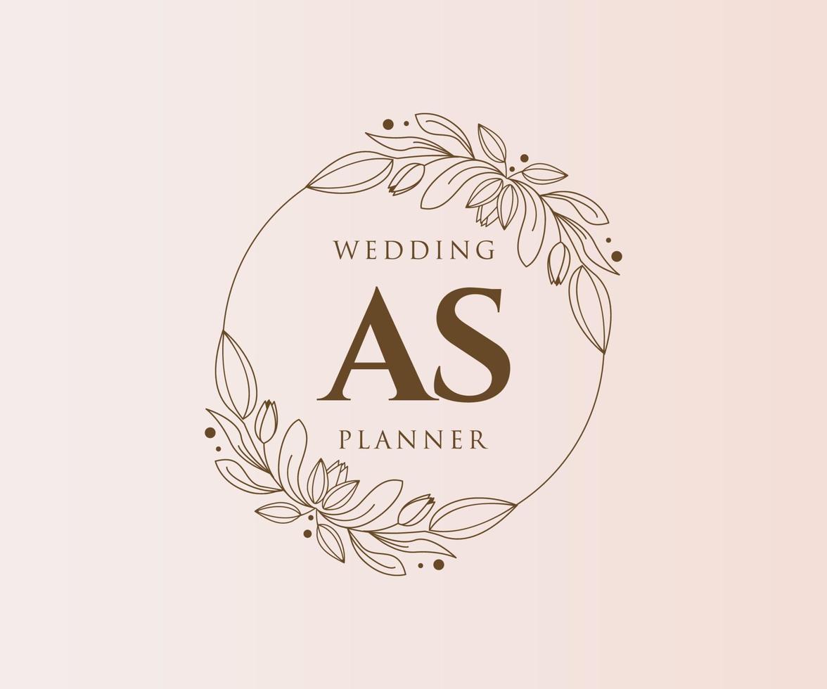 como colección de logotipos de monograma de boda con letras iniciales, plantillas florales y minimalistas modernas dibujadas a mano para tarjetas de invitación, guardar la fecha, identidad elegante para restaurante, boutique, café en vector