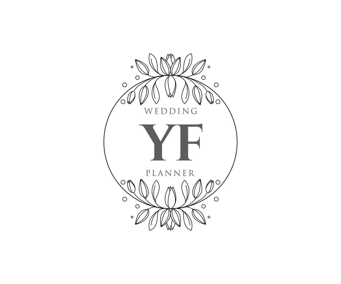 colección de logotipos de monograma de boda con letras iniciales de yf, plantillas florales y minimalistas modernas dibujadas a mano para tarjetas de invitación, guardar la fecha, identidad elegante para restaurante, boutique, café en vector