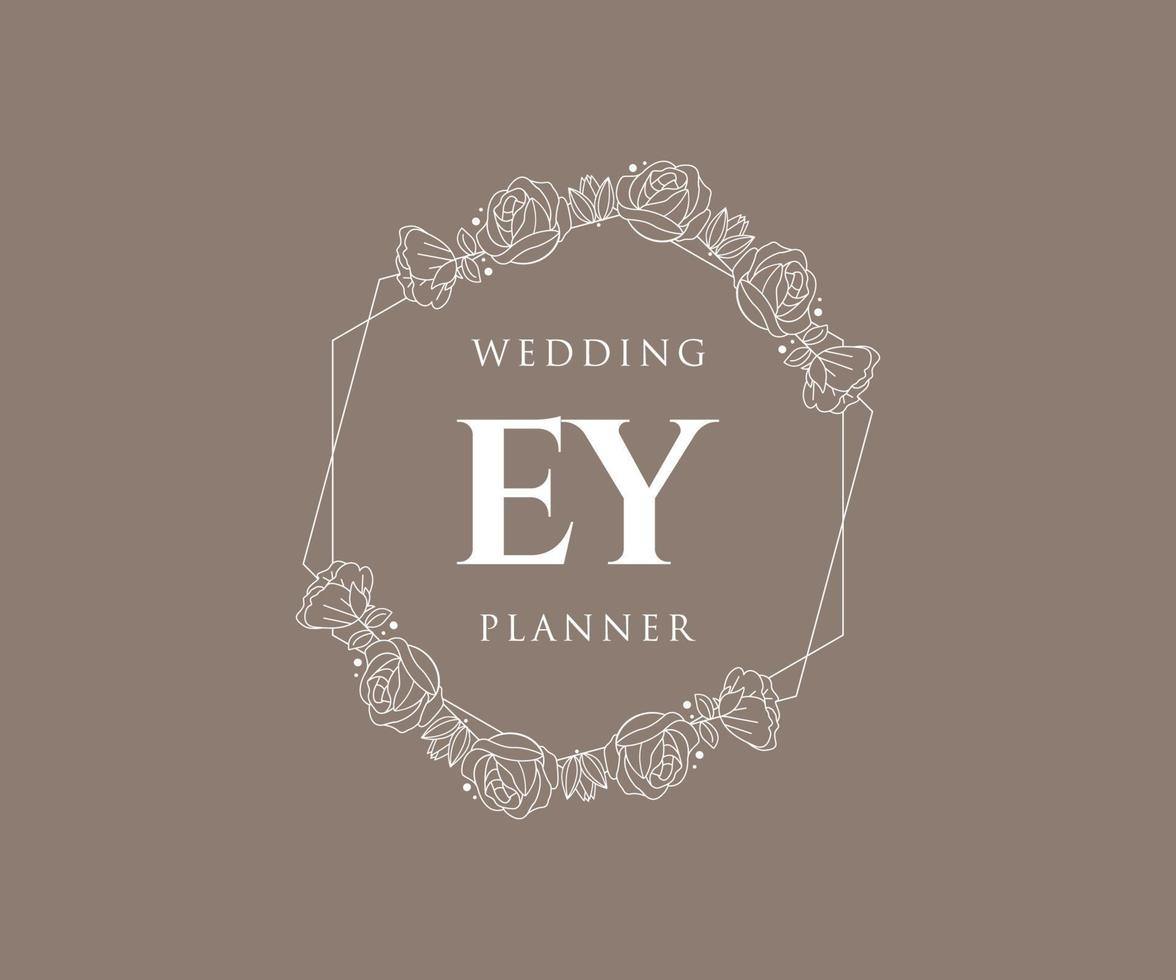 colección de logotipos de monograma de boda con letras iniciales, plantillas florales y minimalistas modernas dibujadas a mano para tarjetas de invitación, guardar la fecha, identidad elegante para restaurante, boutique, café en vector