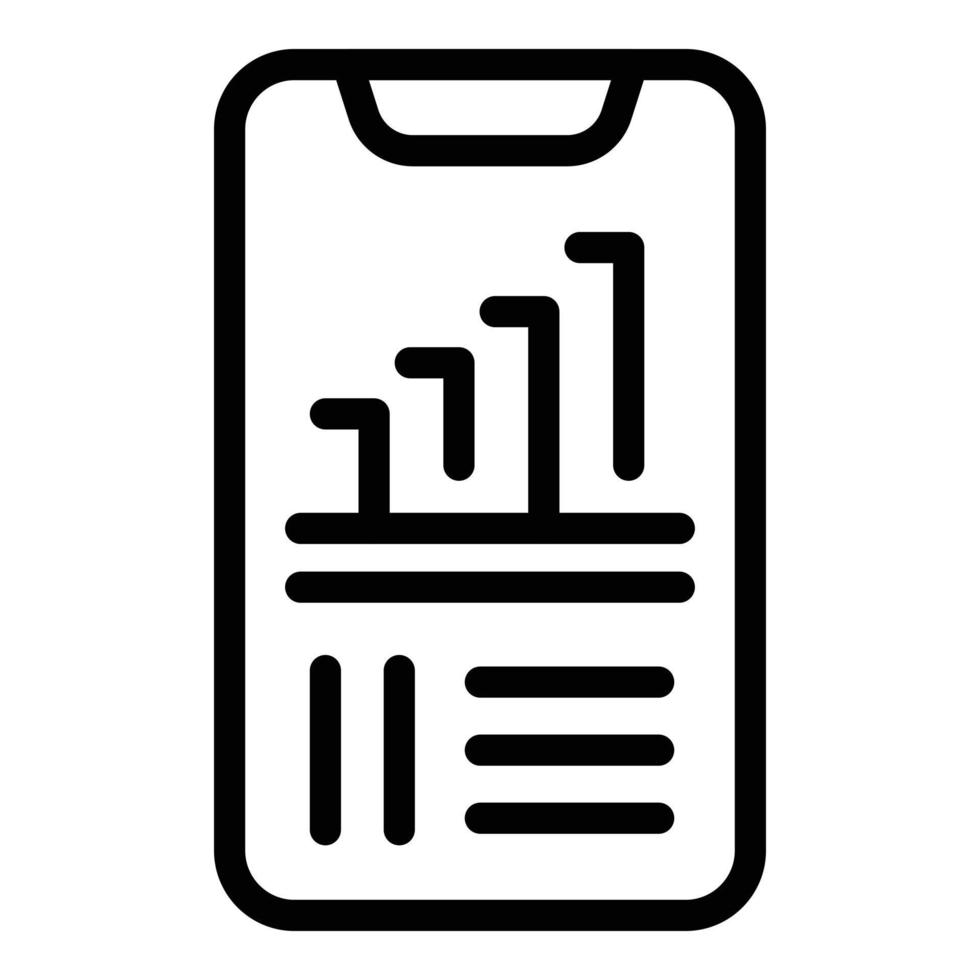 Phone business report icon, outline style vector