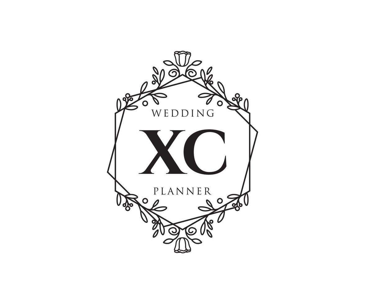 XC Initials letter Wedding monogram logos collection, hand drawn modern minimalistic and floral templates for Invitation cards, Save the Date, elegant identity for restaurant, boutique, cafe in vector