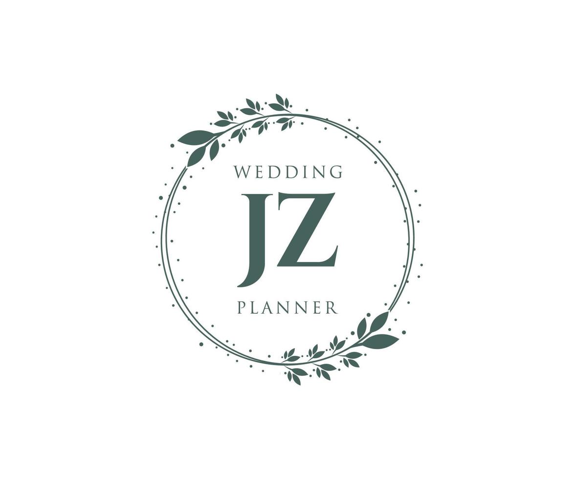 JZ Initials letter Wedding monogram logos collection, hand drawn modern minimalistic and floral templates for Invitation cards, Save the Date, elegant identity for restaurant, boutique, cafe in vector