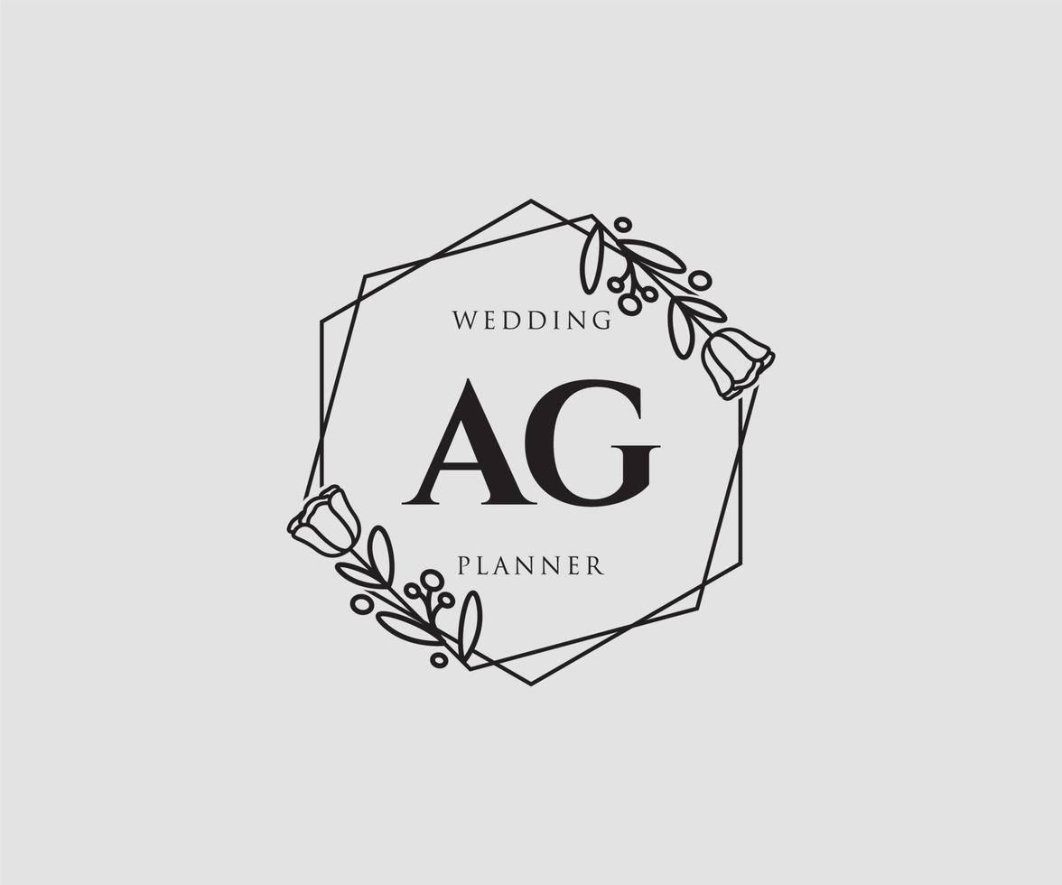 Initial AG feminine logo. Usable for Nature, Salon, Spa, Cosmetic and Beauty Logos. Flat Vector Logo Design Template Element.