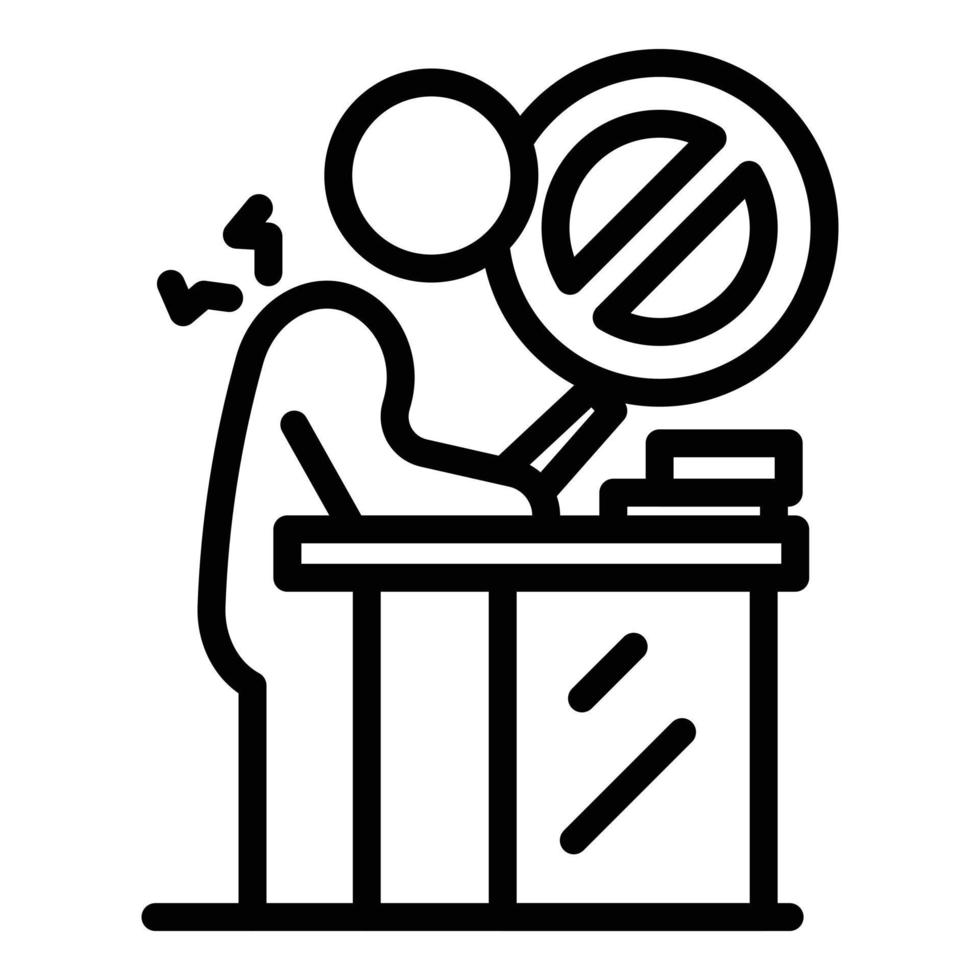 Wrong working position icon, outline style vector