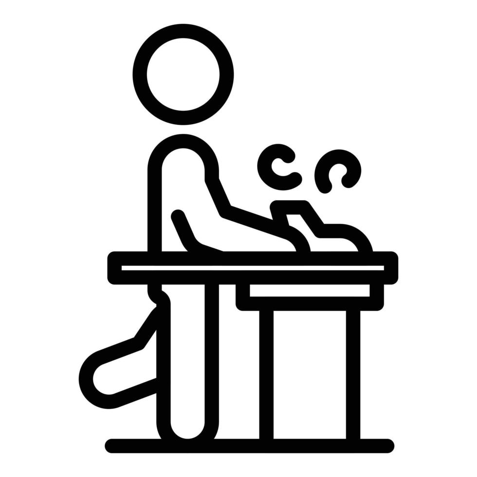 Ergonomic workstation icon, outline style vector