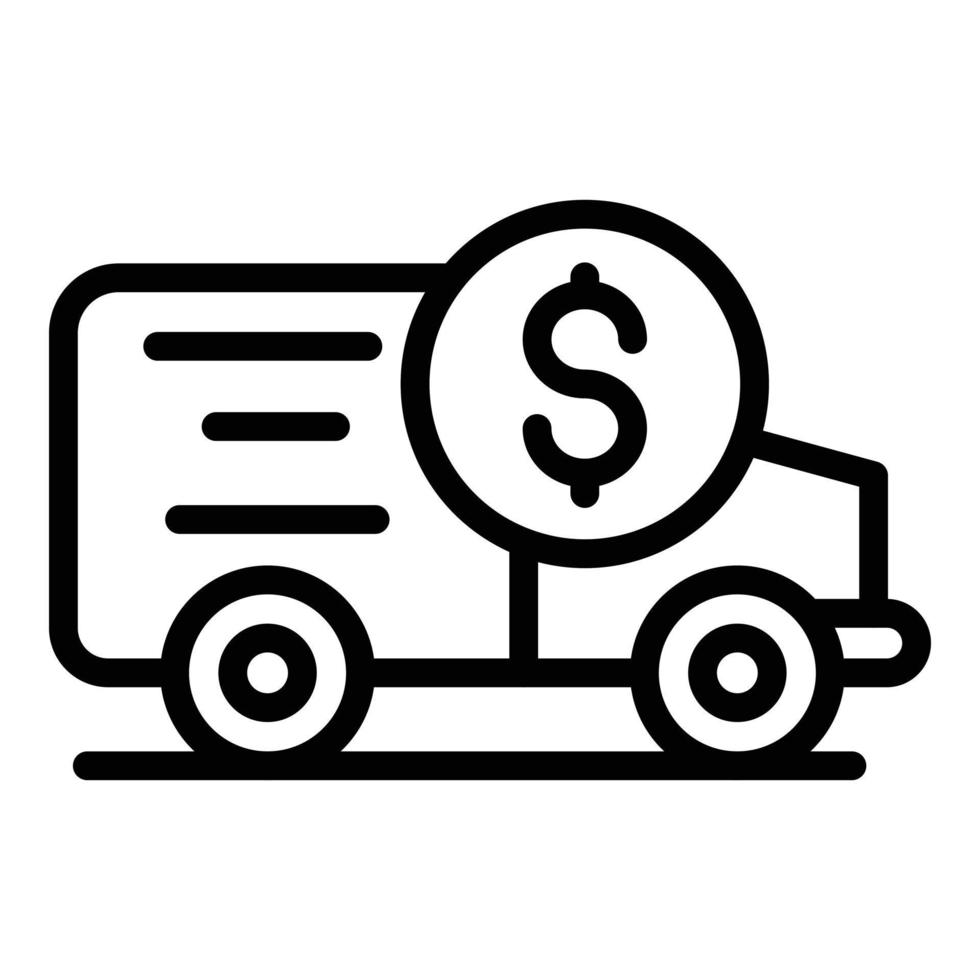 icono de coche de dólar, estilo de esquema vector