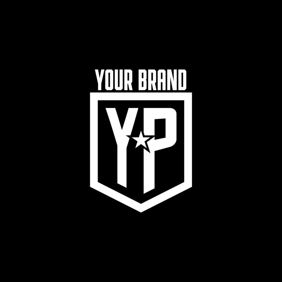 YP initial gaming logo with shield and star style design vector