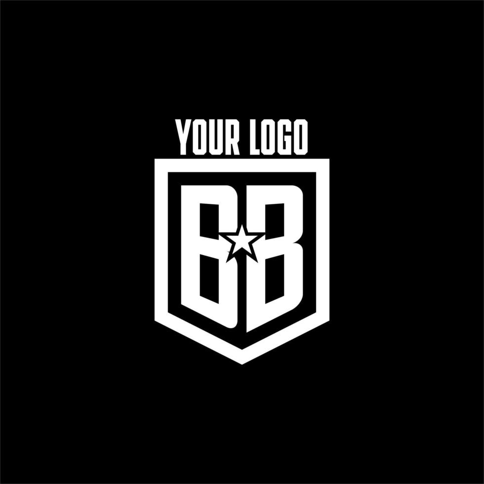 BB initial gaming logo with shield and star style design vector