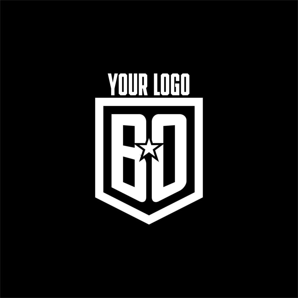 BO initial gaming logo with shield and star style design vector