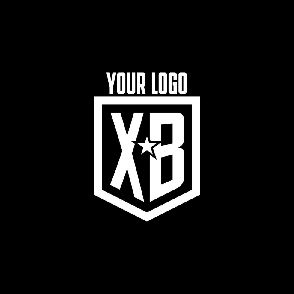 XB initial gaming logo with shield and star style design vector