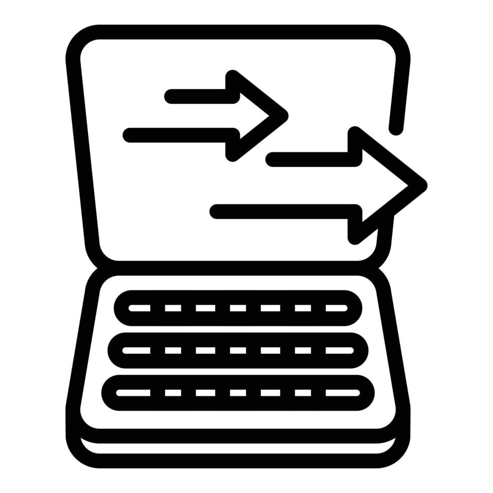 Laptop backup icon, outline style vector