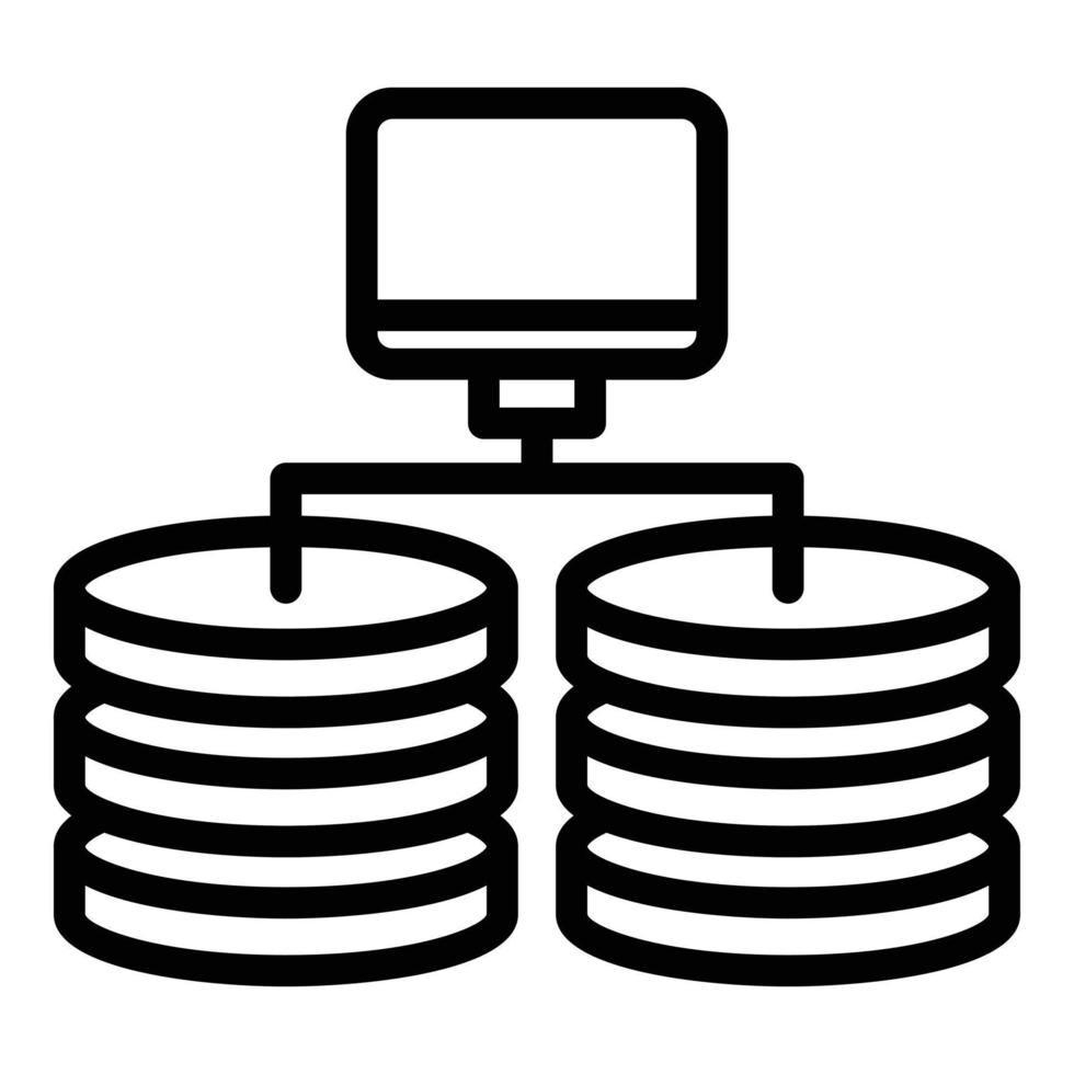 Database backup icon, outline style vector