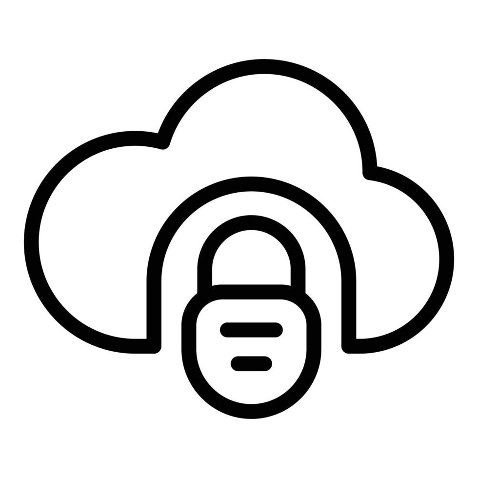 Cloud locked icon, outline style vector