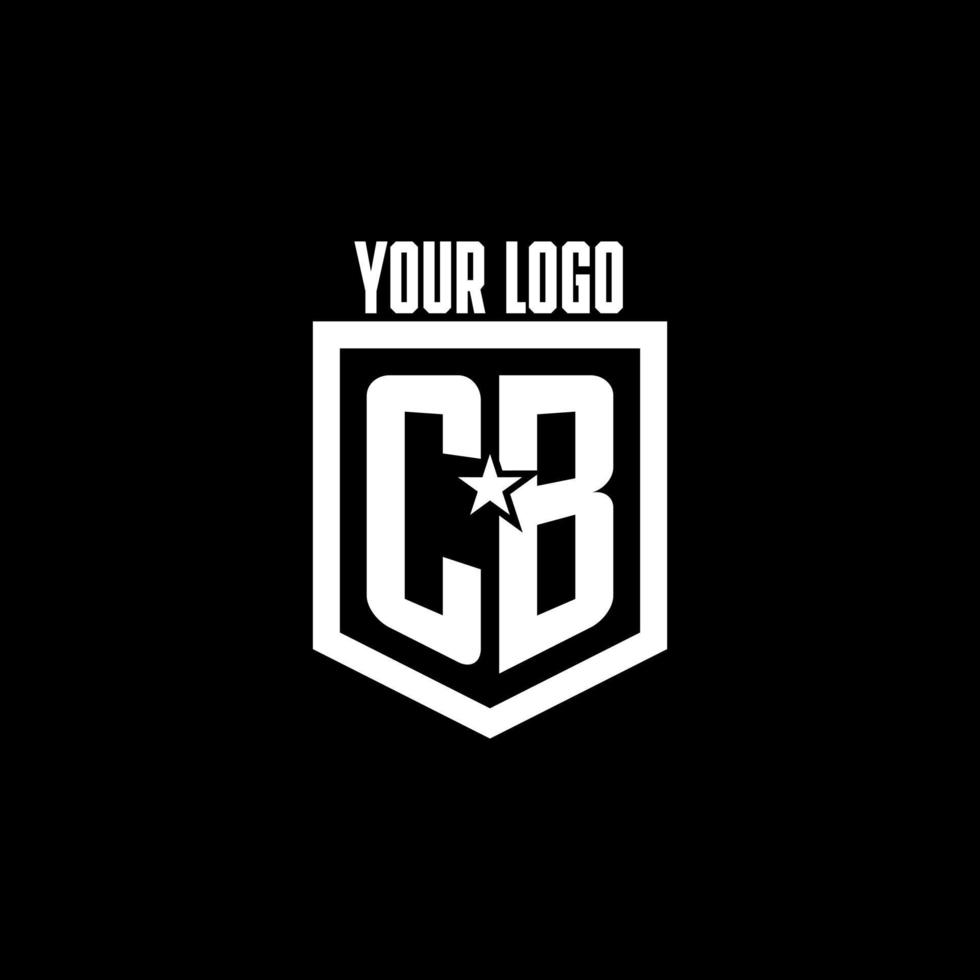 CB initial gaming logo with shield and star style design vector