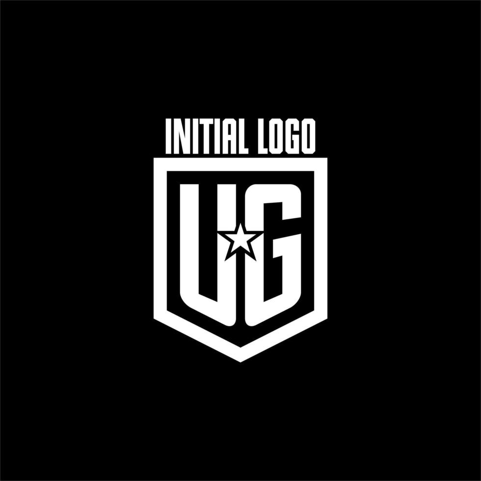 UG initial gaming logo with shield and star style design vector