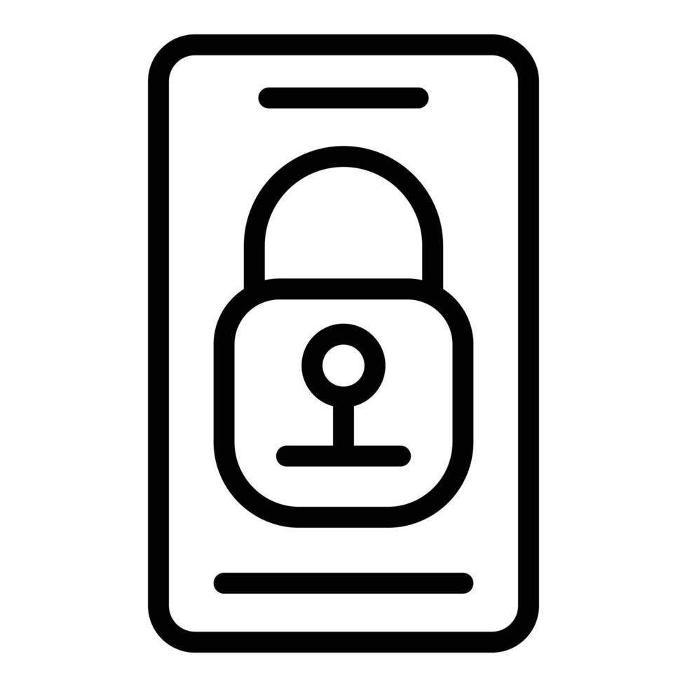 Locked gadget icon, outline style vector
