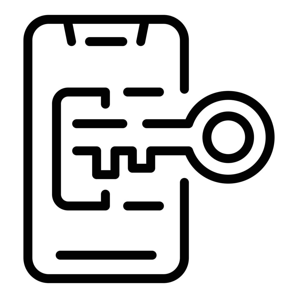 Phone password icon, outline style vector