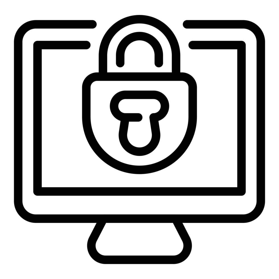 Computer lock icon, outline style vector
