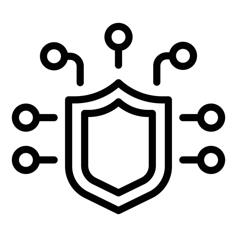 Cyber shield icon, outline style vector