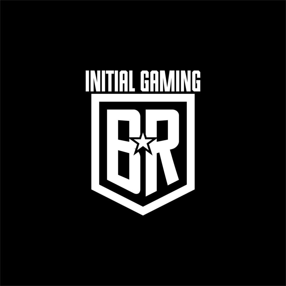 BR initial gaming logo with shield and star style design vector