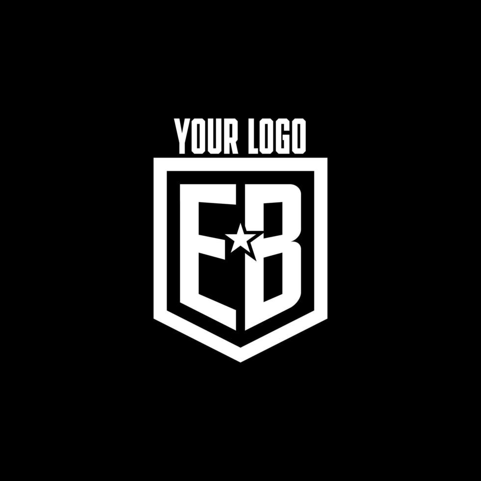 EB initial gaming logo with shield and star style design vector