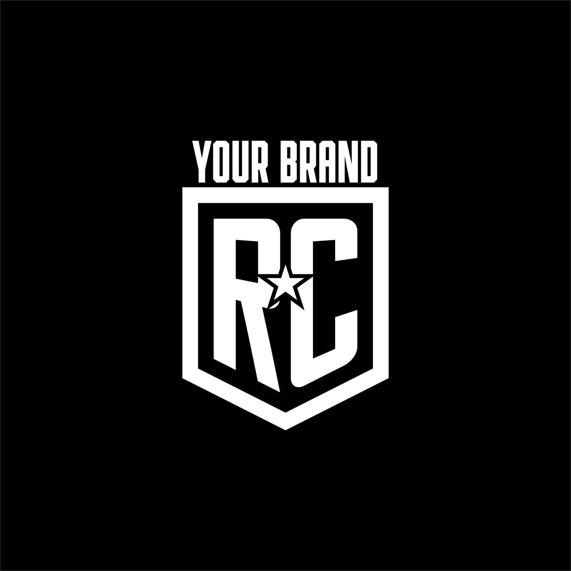 RC initial gaming logo with shield and star style design 15901114