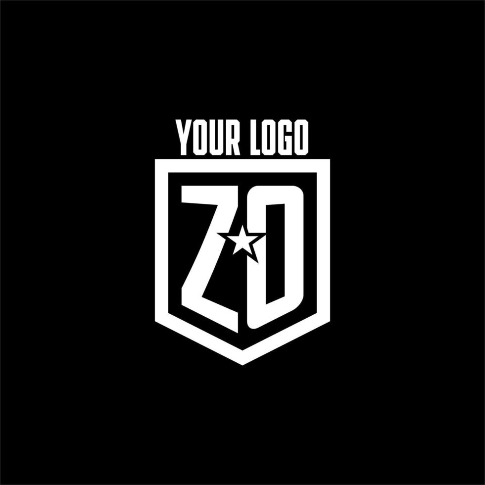 ZO initial gaming logo with shield and star style design vector