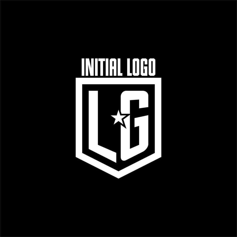 logotipo de juego inicial de lg con diseño de escudo y estrella vector