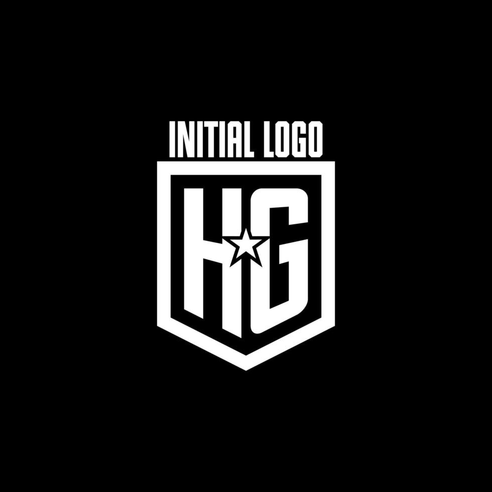 HG initial gaming logo with shield and star style design vector