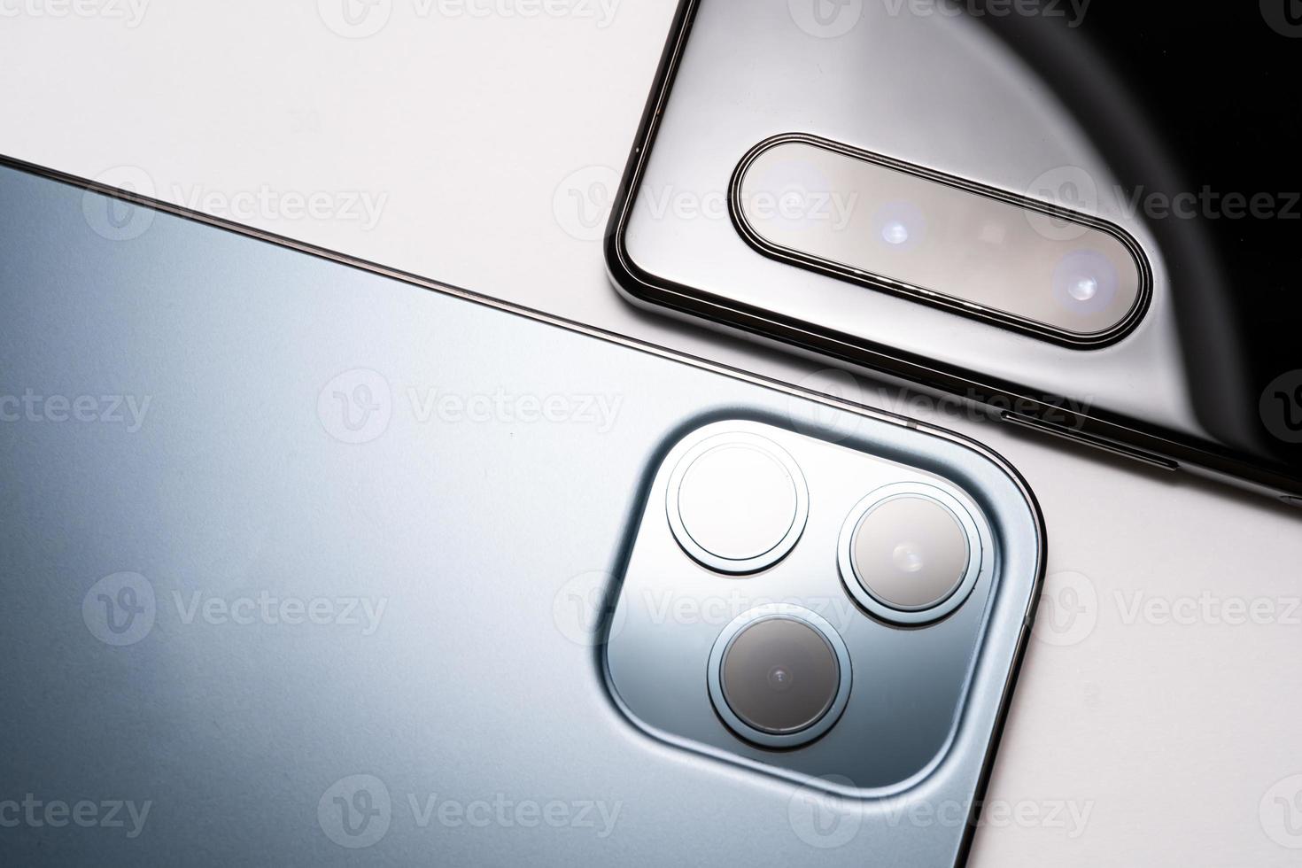 different number of cameras on smartphone. One, Two and Three Lenses Phone Camera photo