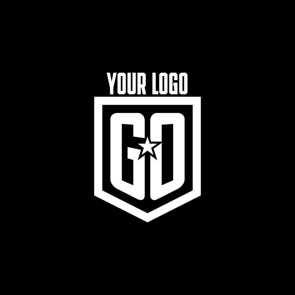 GO initial gaming logo with shield and star style design vector